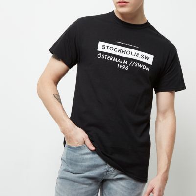 Black Stockholm print T-shirt